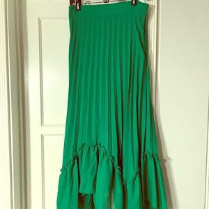 NWT AIDIER Green Pleated Skirt